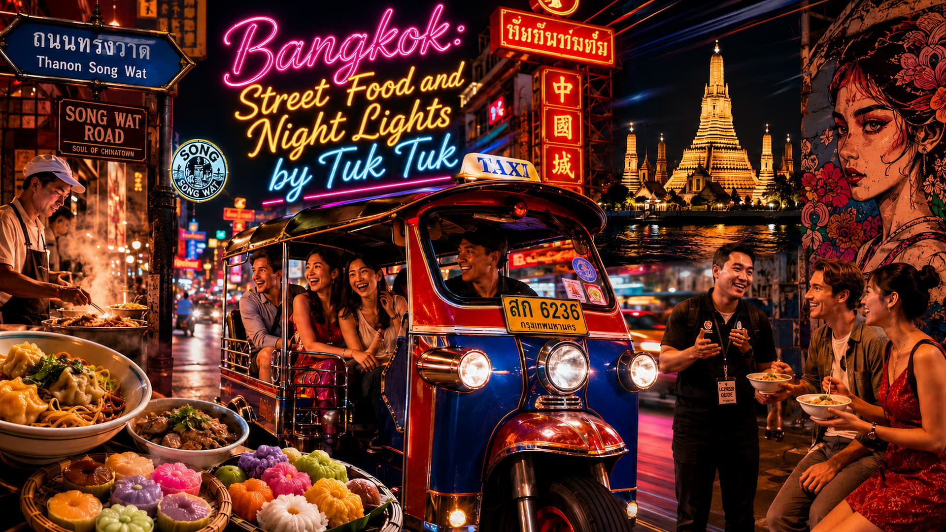 Bangkok Street Food and Night Lights by Tuk Tuk
